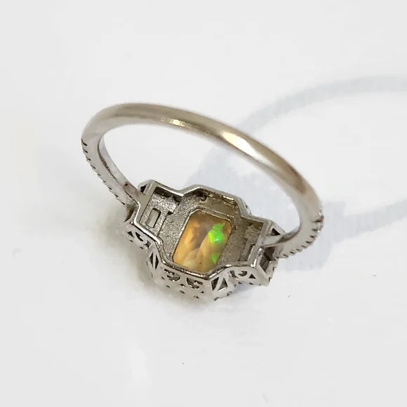 [On HOLD/repair] Sizeable Real/Natural Ethiopian Opal 925 Silver Ring Sz 8 - Picture 10 of 16